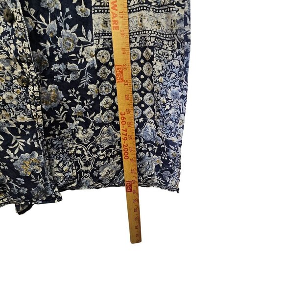 Robert Stock Floral Geometric Patchwork Blue White Shirt M Silk Hawaii Button-Up - Picture 6 of 8